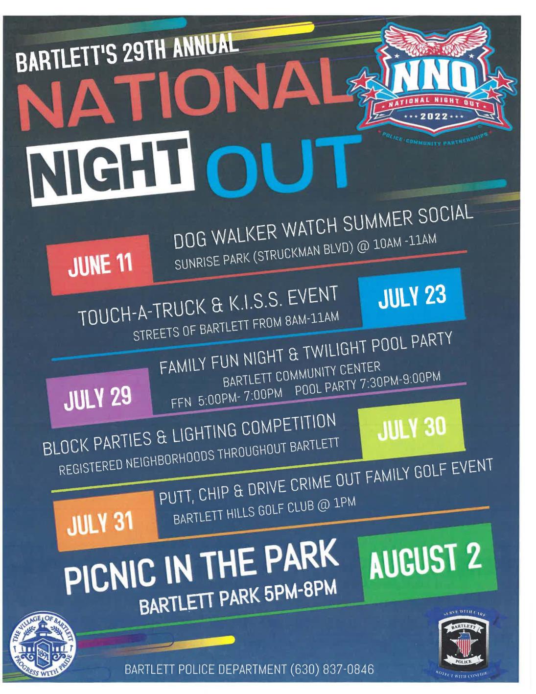 National Night Out schedule 2022