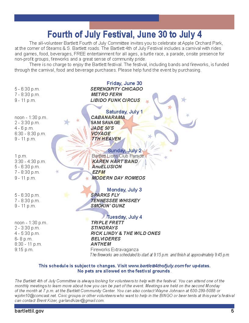 4th of July Fest Schedule 2023